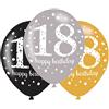 amscan Adult Gold 18th Celebration Latex Balloons
