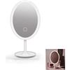 DRIWEI SPECCHIO TRUCCO LUCE LED BASE GIREVOLE USB OVALE MAKE UP ILLUMINATO TOUCH 299
