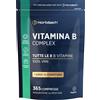 Horbäach Vitamina B Complex Alto Dosaggio 365 Compresse Vegane per 1 Anno Integratore con