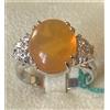 ANELLO IN ORO BIANCO 18kt. CON DIAMANTI NATURALI ED OPALE DI FUOCO CON GARANZIA