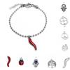 Bracciale portafortuna con catena a pallini ciondolo cornetto rosso quadrifoglio