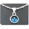 A Bijoux Ciondolo Zaffiro Blu 1x5 MM Placcato Oro Bianco 18 K