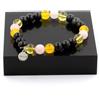Gioielli Bracciale Perle Obsidiana Nera + Agata Gialla + Citrino + Quarzo Rosa Fabbricato
