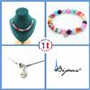 A Bijoux Set Gioielli Bracciale Collana 20 Perle Agata Craquelé Fucsia Taglia Personna