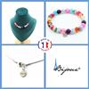 A Bijoux Set Gioielli Bracciale Collana 10 Perle Agata Craquelé Fucsia Taglia Personna