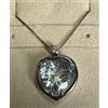 COLLANA ORO BIANCO 18 kt. DIAMANTE ED ACQUAMARINA CUORE NATURALI CON GARANZIA