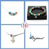 A Bijoux Parure Braccialetto Collana 4 Perle Tormalina melon D'Acqua + Crisocolla Taglia,