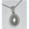 COLLANA ORO BIANCO 18kt. DIAMANTE NATURALI E PERLA AUSTRALIANA CON GARANZIA