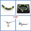 A Bijoux Set Gioielli Bracciale Collana Perle Occhio Di Tigre + Peridoto + Taglia Persona