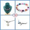 A Bijoux Set Gioielli Bracciale Collana 15 Perle Agata Craquelé Fucsia Taglia Persona