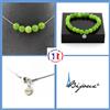 A Bijoux Parure Gioielli Braccialetto Collana 5 Perle Peridoto 8 Mm. IN Acciaio Taglia Pe