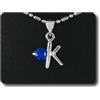 A Bijoux Ciondolo Zaffiro Blu 1x5 MM Placcato Oro Bianco 18, K