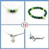 A Bijoux Parure Collana Bracciale 4 Perle Malachite + Peridot 8 mm, Catena