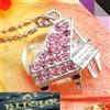 Ciondolo Zaffiro Rosa 22x1 MM Placca Oro Bianco 18K