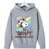 Snoopy Forever Love Peanuts Felpa con Cappuccio Bambini unisex Ragazzi Ragazze