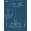 Komar WB179-50 x 70 cm, motivo: Star Wars Blueprint X-Wing, decorazione per la cameretta dei ragazzi, decorazione per la cameretta dei ragazzi, senza cornice, WB179-50 x 70 cm, colore: blu