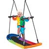 FANTASK Altalena a nido ovale, per skateboard con manici, altalena multibambino, altalena da giardino, per bambini e adulti (colorata)