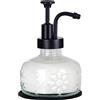 OCTMUSTARD Dispenser di sapone in vetro per piano di lavoro della cucina e del bagno, pompa ad azione liscia, ricaricabile, detersivo per le mani, detersivo per piatti, stile casale, con pompa cilindrica per