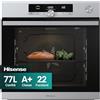 Hisense O643PX, NUOVO Forno Multifunzione a Vapore, Cavità XXL 77 litri, AutoPulizia Pirolitica, 23 funzioni inclusa Pizza, Tecnologia Even Bake, Display Total View, Argento, Classe A