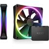 NZXT F140 RGB Duo Twin Pack - 2x Ventole RGB 140mm + Hub - Nero | Due ventole RGB 140mm a doppio lato con controller. 20 LED indirizzabili ciascuna, prestazioni bilanciate, RGB CAM-sync.
