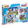 Clementoni - 18318 - Edukit 4 In 1 - Sonic - Set Giochi Da Tavolo (Memo, Puzzle 30 e 48 Pezzi, 6 Cubi), Educativo 3 Anni, Gioco di Memoria e Logica, Carte Da Accoppiare, Puzzle Bambini, Made In Italy