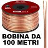 blow 🇮🇹 CAVO ALTOPARLANTI AUDIO 100 MT. PIATTINA 2 x 0,35 mm TRASPARENTE IN CCA