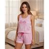 Barbie Pigiama Donna Barbie Cotone Estivo Rosa con Shorts - Completo con Logo 64953