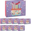 Idena 90532 - Sacchetti regalo Happy Birthday, 10 pezzi, sacchetti regalo di dimensioni 37 x 28,5 x 10,6 cm, sacchetti di carta con motivo torta di compleanno