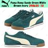 Puma Roma scamosciato verde bianco marrone avorio 398635-10 taglia uomo