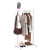 HOMCOM Stender Appendiabiti con Ruote, 5 Ganci e Ripiano Porta Scarpe Bianco