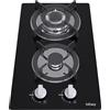 IsEasy 31cm Piano Cottura a Gas,Vetro Nero (2 fuochi) autosufficiente incassogas NG/LPG
