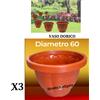 Bronzo Srl 3 Vasi Dorico Ø 60cm Altezza 60/70cm 140 Litri Col.Terracotta Polipropilene Vaso