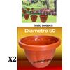 Bronzo Srl 2 Vasi Dorico Ø 60cm Altezza 60/70cm 140 Litri Col.Terracotta Polipropilene Vaso