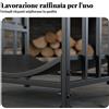Portalegna in Ferro Resistente Rastrelliera per Legna da Ardere per Interno