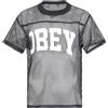 Obey - T-shirt nera Cllegiate in rete con stampa siligrafica sul fronte per uomo