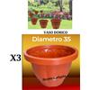 Bronzo Srl 3 Vasi Dorico Ø 35cm Altezza 26cm 15 Litri Colore Terracotta Polipropilene Vaso