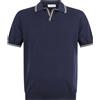 Gran Sasso - Polo blu con bordino in maglia di cotone Fresh Cotton per uomo
