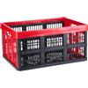 Dirt Devil Cassetta pieghevole da 45 litri - Scatola pieghevole per la spesa - Organizer con manici e ventilazione - Scatola impilabile - Rosso Nero