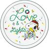 Excelsa Peanuts Shiny & Bright Set 6 Piatti Pizza in Porcellana, Decorazione Natalizia con Snoopy, Bianco e Verde, 30,5 cm
