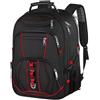JCDOBEST Zaino per computer portatile, rosso, capacità 55 l, approvato TSA, antifurto RFID, porta di ricarica USB, foro per cuffie, cinghia per bagagli posteriore, cinghia toracica, zaino per laptop