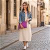 Emila Pochette grande ciclamino donna borsa piatta elegante a mano polso con tracolla