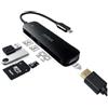 Nilox NXDSUSBC05 Docking Station 5-in-1, 1 Porta HDMI (4K/30Hz), 2 Porte USB 3.0 (5 Gbps) e Lettore di Schede SD e Micro SD, Realizzata in Alluminio, Ideale per Espandere le Porte USB del Device, Nero