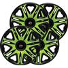 Simoni Racing NAS/15G, Set 4 Copricerchi universali Nascar Monster da 15 pollici, Copriruota auto Verde e Nero