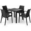 Palucart Set Tavolo e Sedie da giardino Salotto Rattan in Plastica Antracite KIN024F/DUK