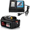Moticett Batteria di ricambio per Makita 18V 5.5Ah+3A Caricabatterie per