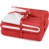 AmeliaHome Shleepy - Coperta morbida trapuntata, 130 x 180 cm, effetto pelliccia di agnello, colore: Rosso