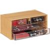 Relaxdays Organizer Trucchi, 4 Cassetti, bambù e Plastica, 11x23,5x15 cm