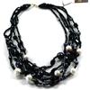 Collana 45cm, 5 fili, onice, ematite, perle, chiusura oro giallo 750 18k