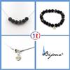 A Bijoux Pietre E Minerali. Set Bracciale Collana Perle Labradorite + Agata Nera +