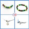 A Bijoux Pietre E Minerali. Set Bracciale Collana Perle Peridoto + Malachite + Agata